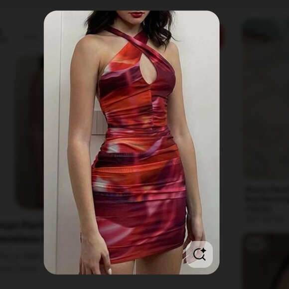 Oh Polly Out Of This World Red Orange Ombré Ruched Bodycon Mini Dress 4 NEW Tags - Picture 6 of 12